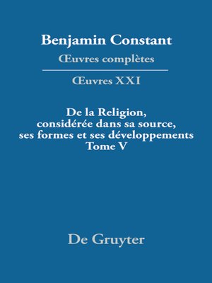 cover image of De la Religion, considérée dans sa source, ses formes et ses développements, Tome V
